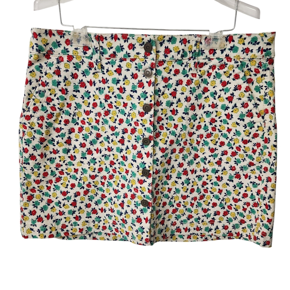 J Crew Floral Denim Skirt